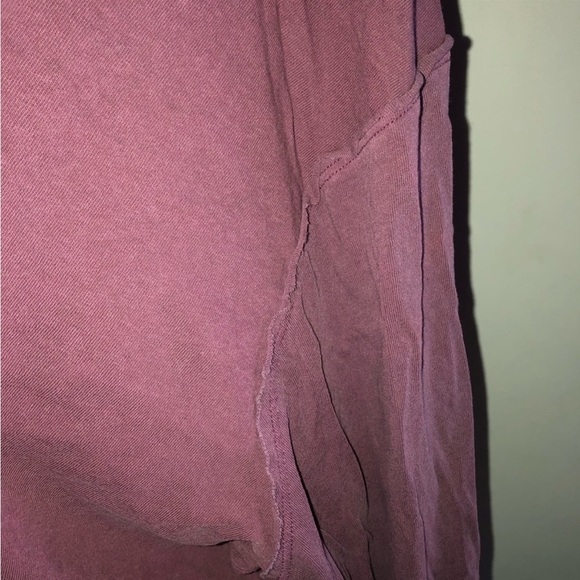 Free People]Cotton Bordeaux Hand dyed Balloon Long sleeve Oversize Crop Top - Picture 14 of 15